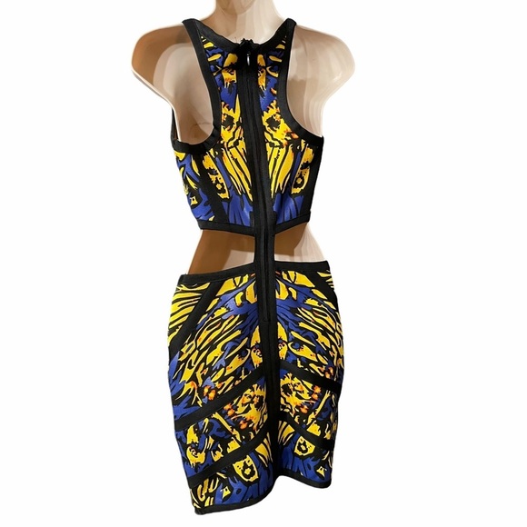 2B Bebe Bodycon Mid Riff Cutout Dress Size S Y2K Style - Picture 7 of 10